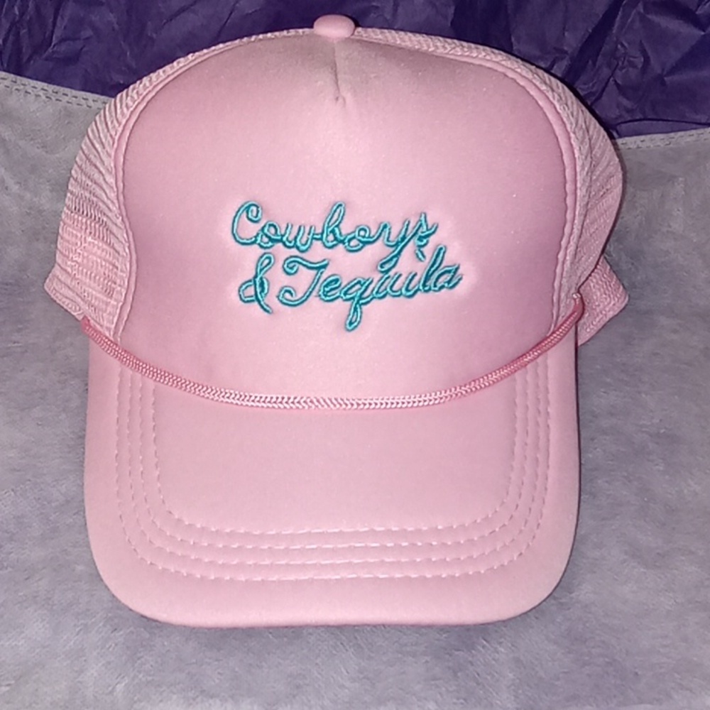 " Cowboys & Tequila " Snapback Cap / Hat (Pink / Teal)